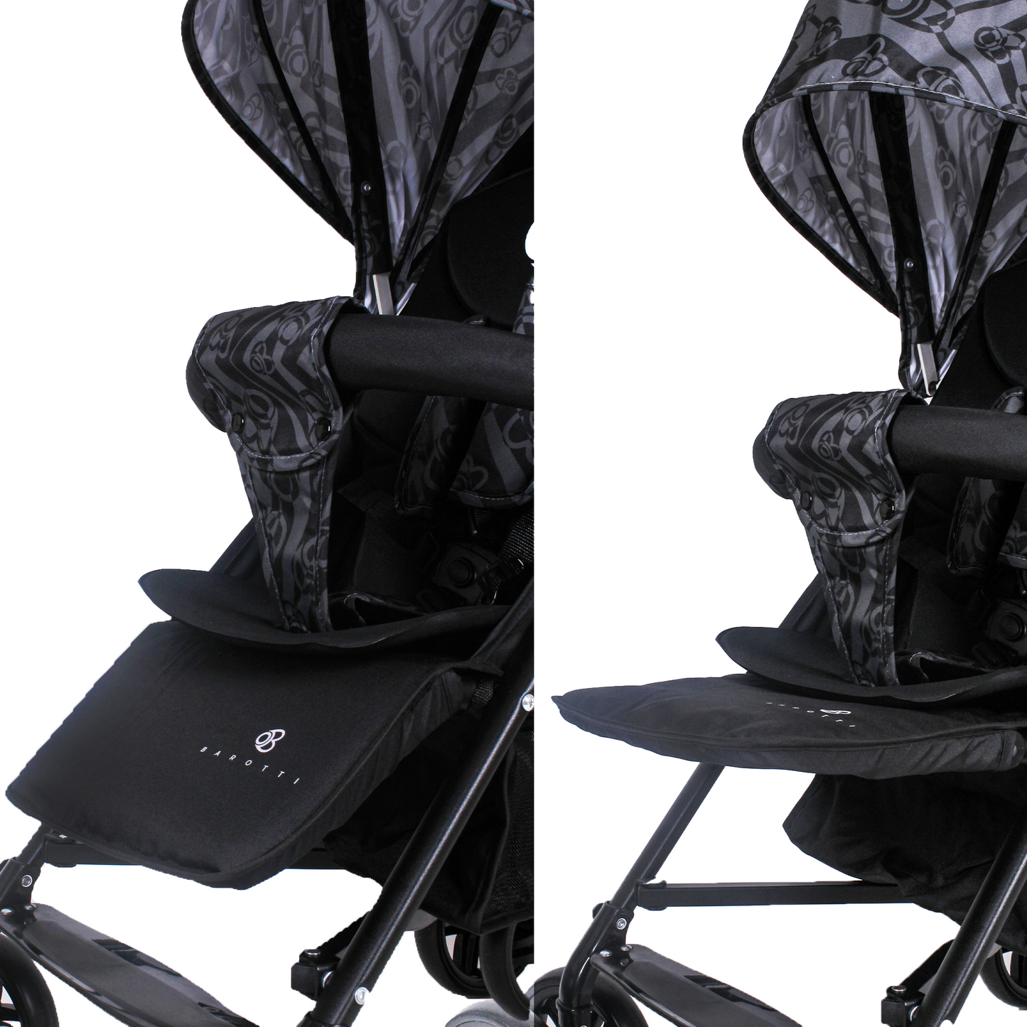 Passeggino Leggero Barotti Zoom con Borsa e Materassino Relax Black/Grey