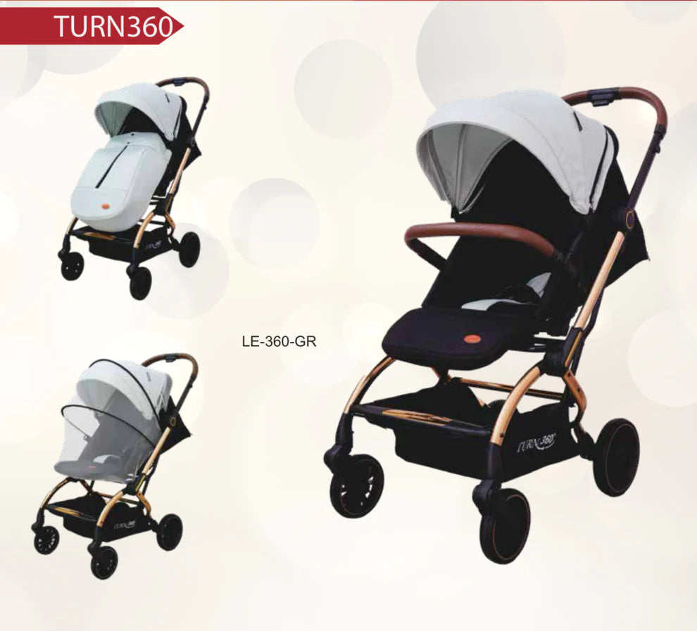 Passeggino Leonie Turn 360 Fronte Mamma e Fronte Strada con Coprigambe, Zaino e Zanzariera Vari Colori Omologato 0/22kg