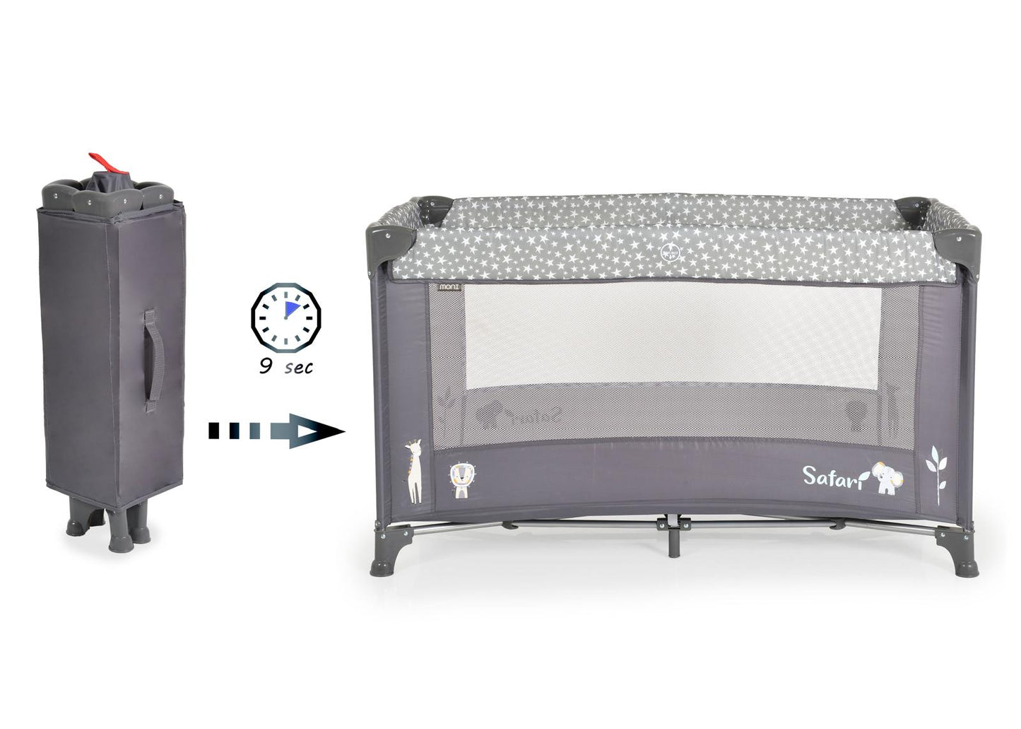 Culla da campeggio Cangaroo Safari graphite