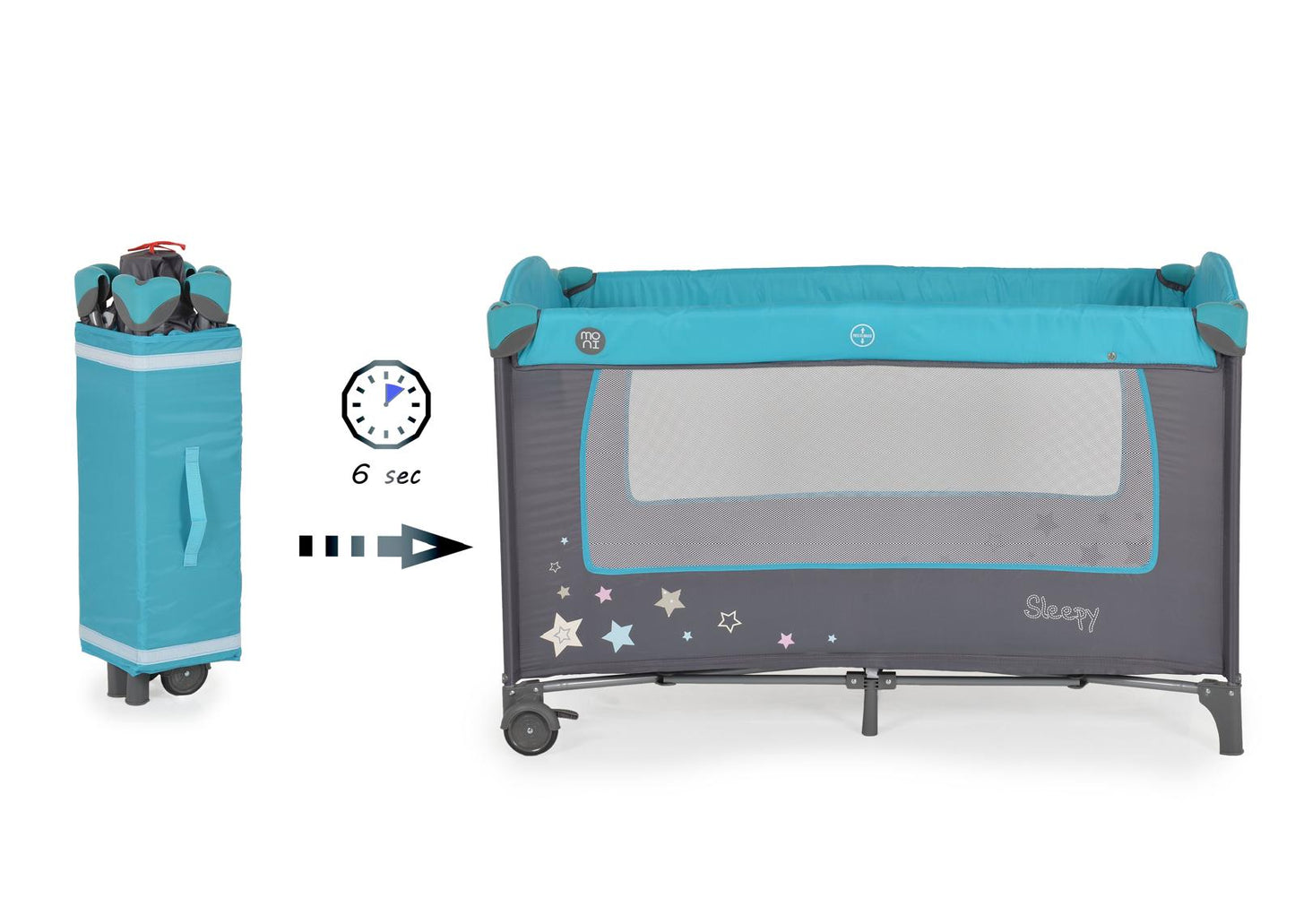 Culla Cangaroo Sleepy turchese con fasciatoio