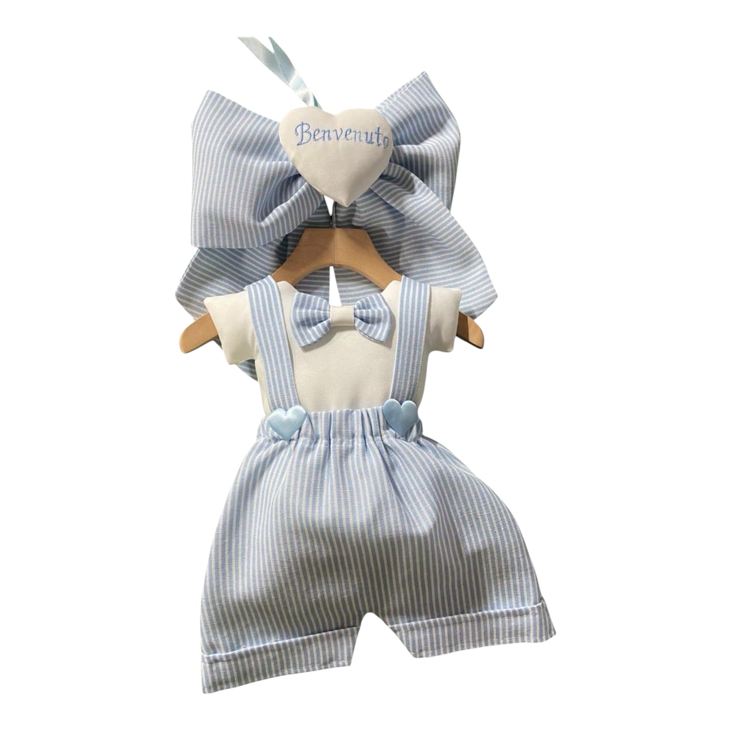 Fiocco Nascita Vestitino Azzurro 55cm