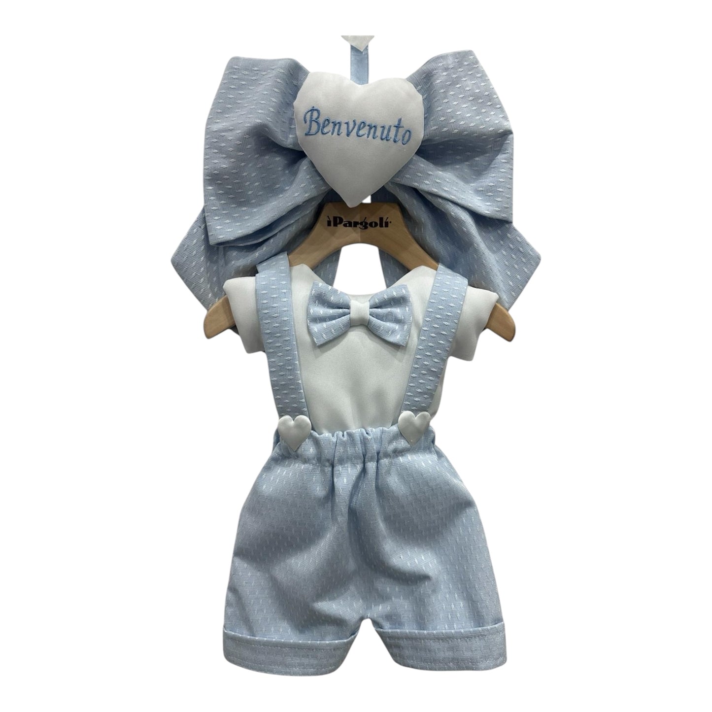 Fiocco Nascita Vestitino Azzurro 55cm