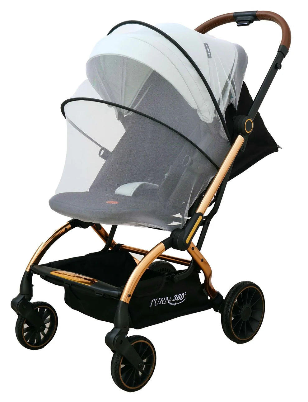 Passeggino Leonie Turn 360 Fronte Mamma e Fronte Strada con Coprigambe, Zaino e Zanzariera Vari Colori Omologato 0/22kg