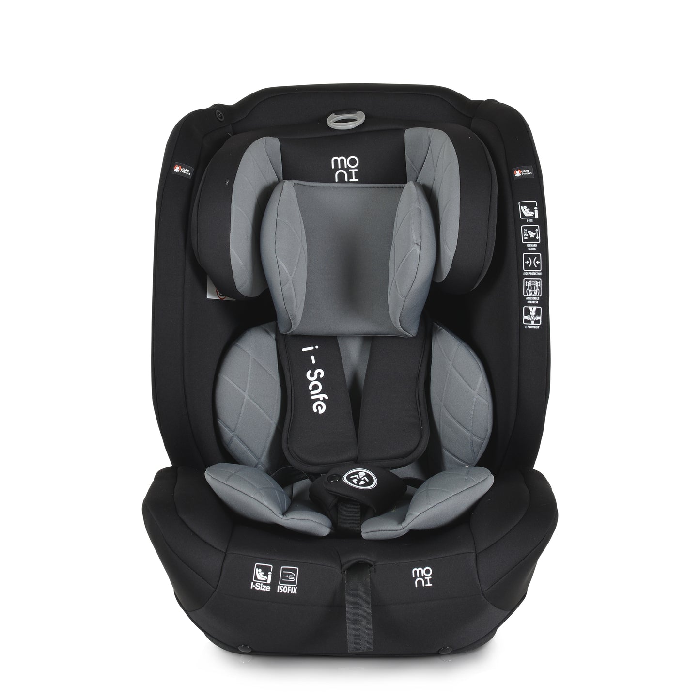 Moni Seggiolino Auto Isafe ISOFIX I-Size 76-150cm Grigio