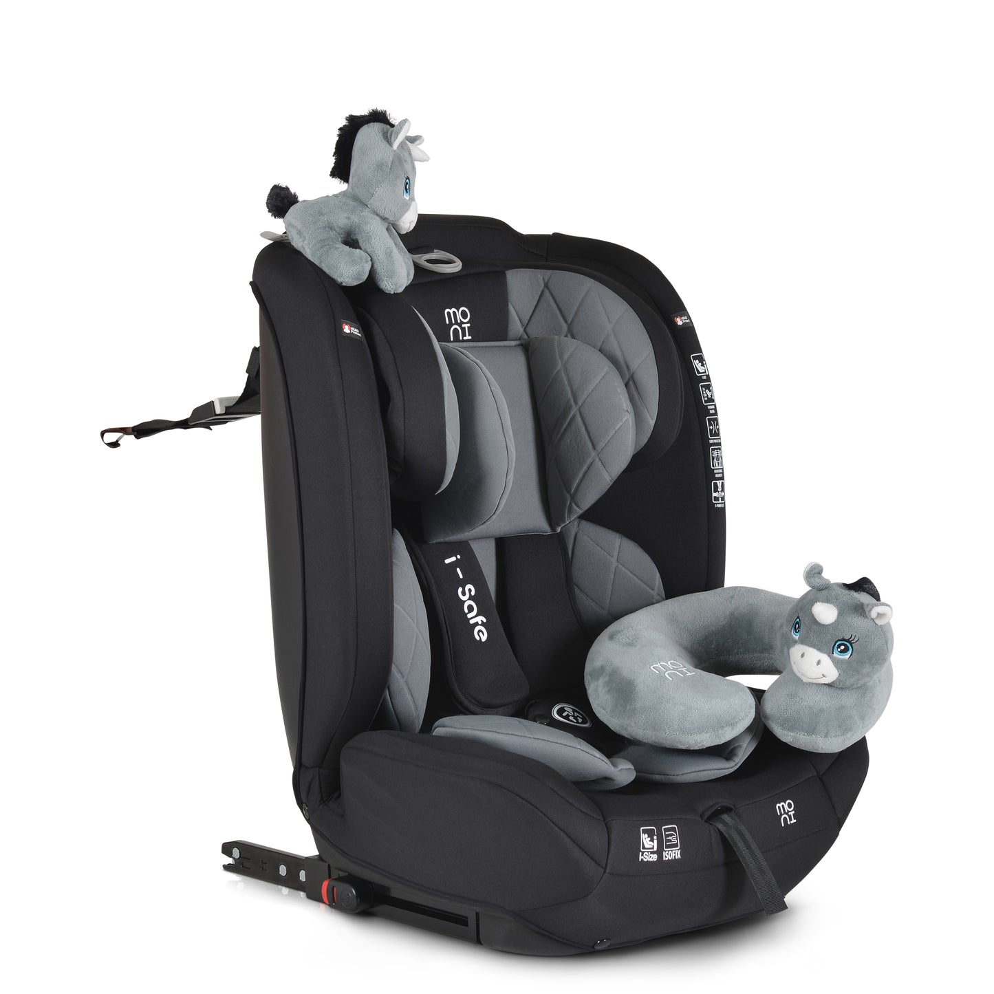 Moni Seggiolino Auto Isafe ISOFIX I-Size 76-150cm Grigio