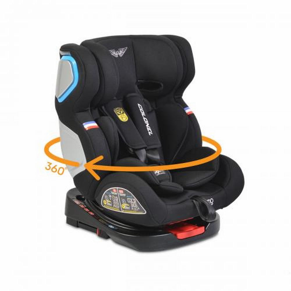 Moni seggiolino Auto Gruppo Colonel 0/1/2/3, 0-36 kg Isofix black 360°