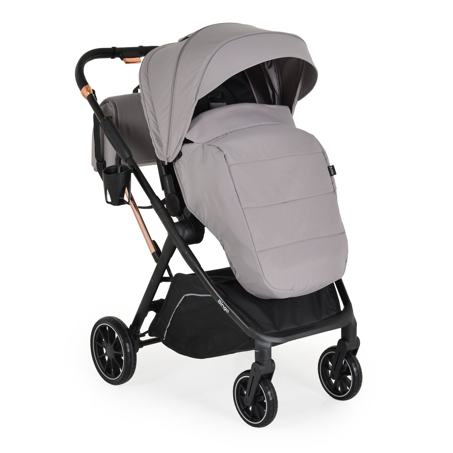 Passeggino Moni Bingo 360 Fronte Mamma e Fronte Strada con Coprigambe e Borsa Coordinata Grigio 0/22kg