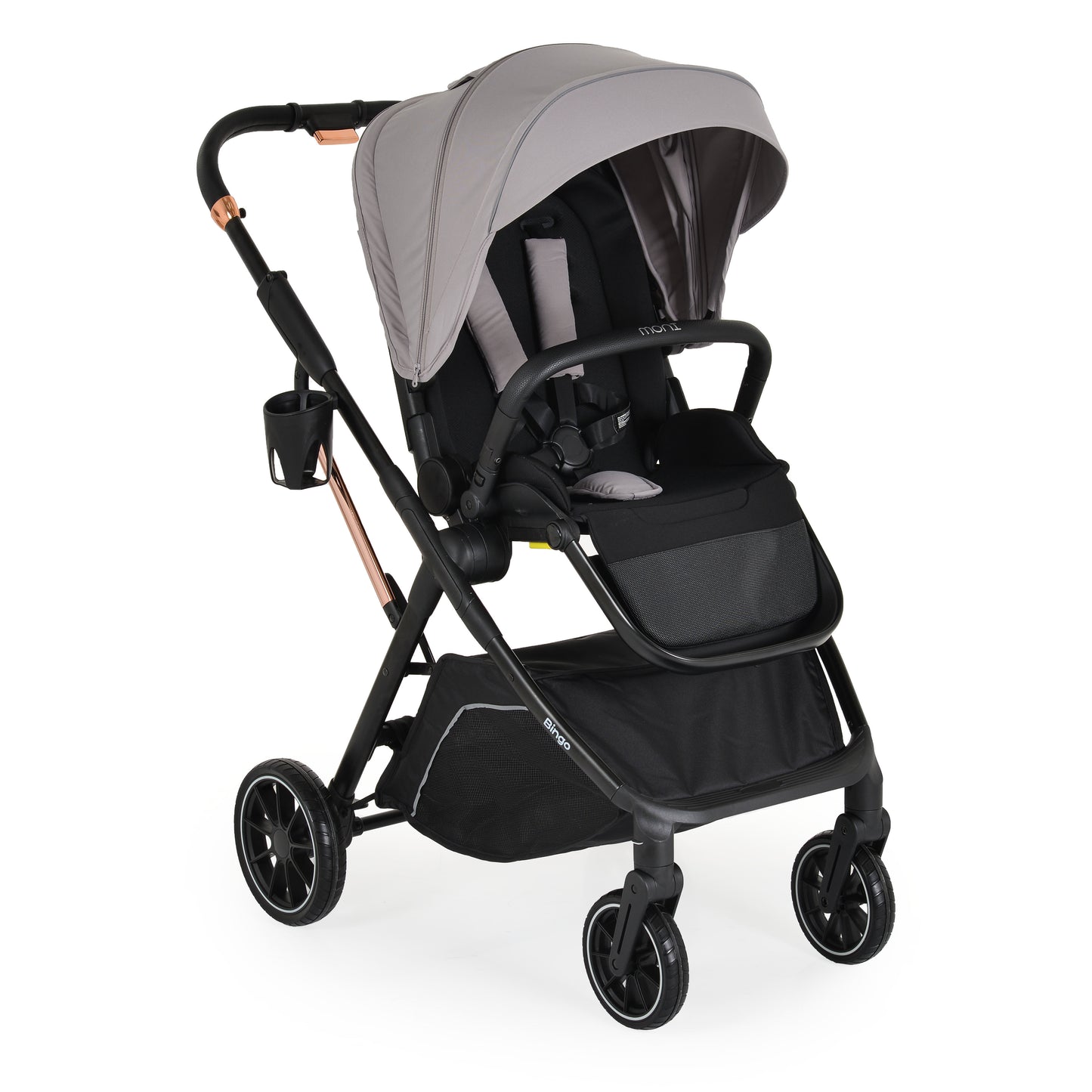 Passeggino Moni Bingo 360 Fronte Mamma e Fronte Strada con Coprigambe e Borsa Coordinata Grigio 0/22kg