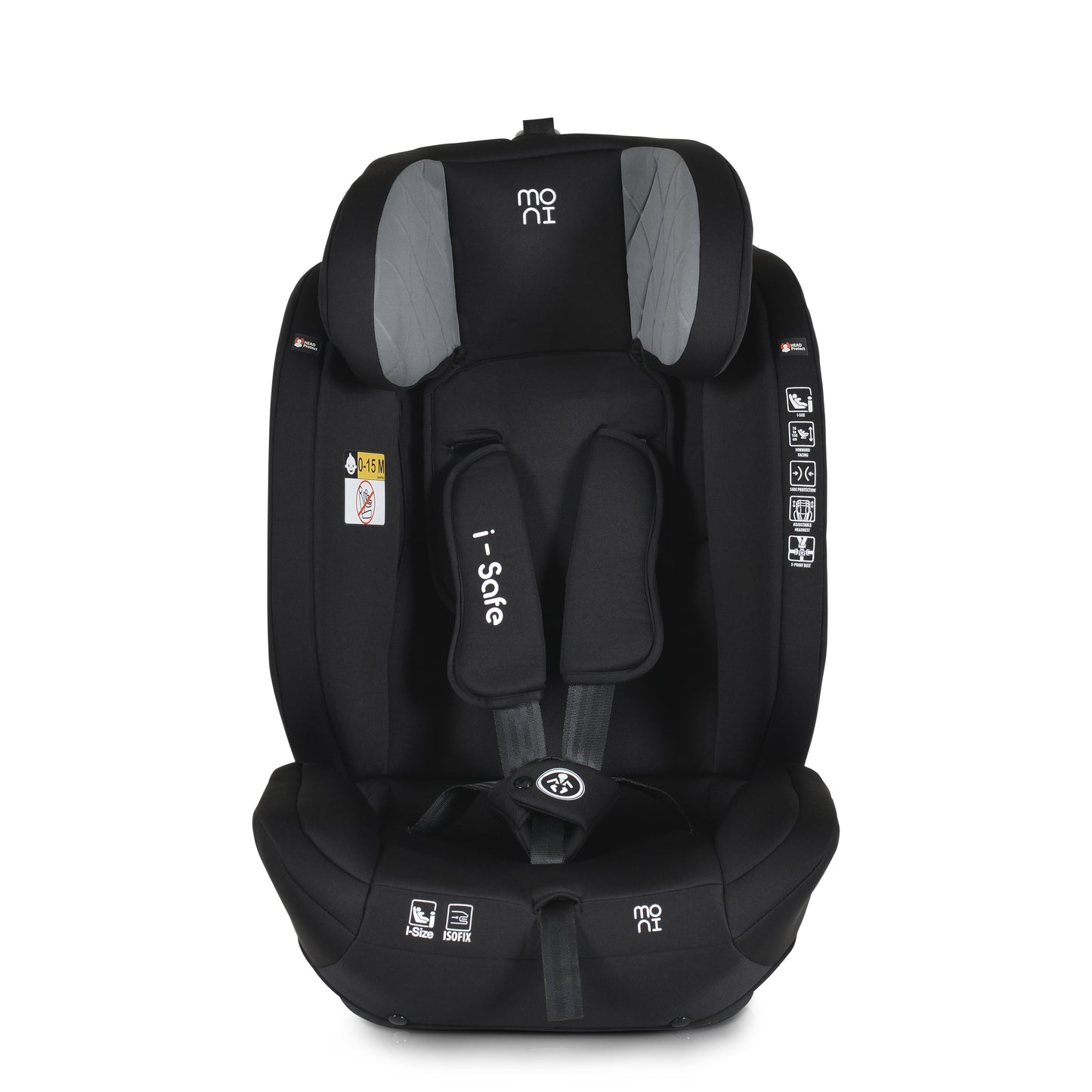 Moni Seggiolino Auto Isafe ISOFIX I-Size 76-150cm Grigio