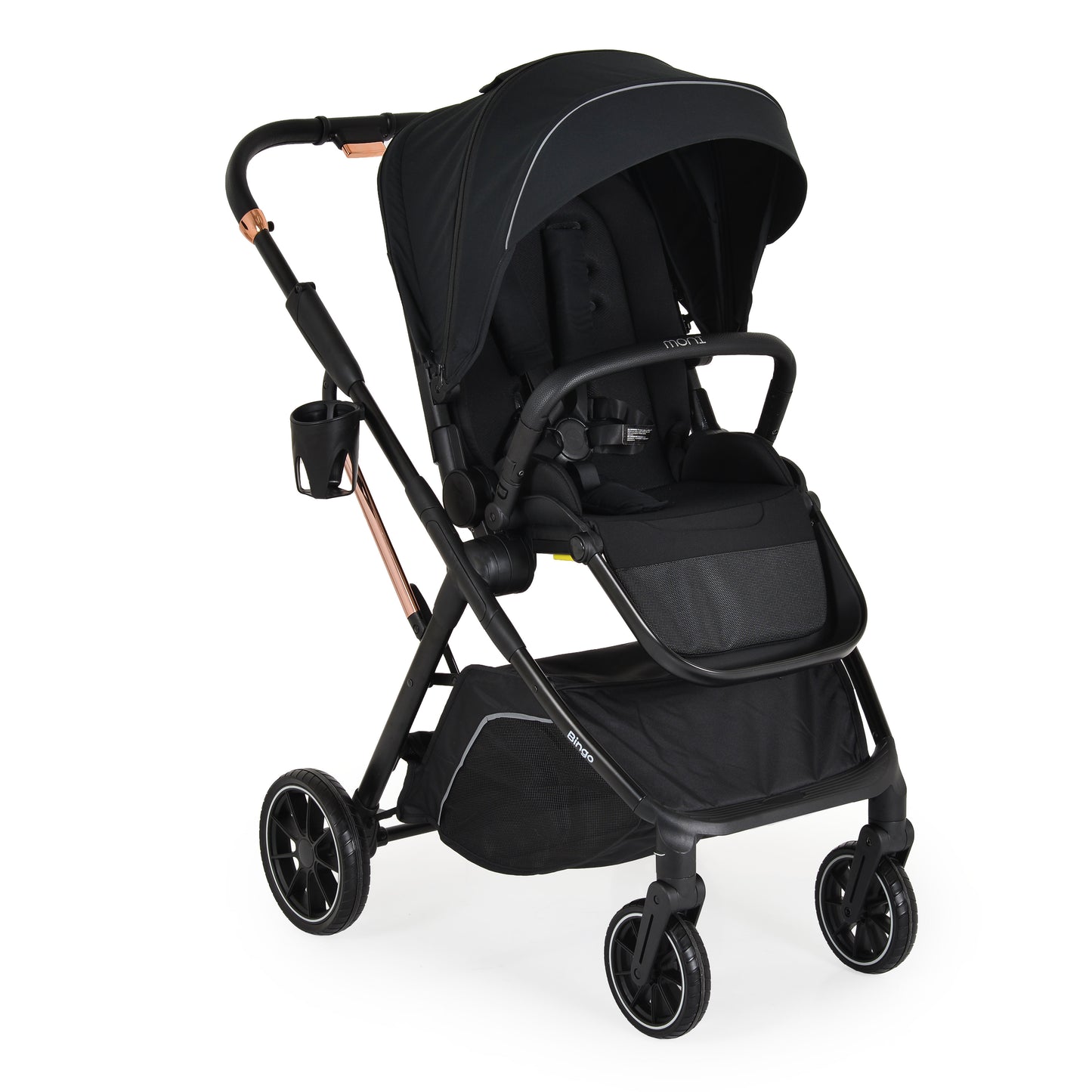Passeggino Moni Bingo 360 Fronte Mamma e Fronte Strada con Coprigambe e Borsa Coordinata Nero 0/22kg