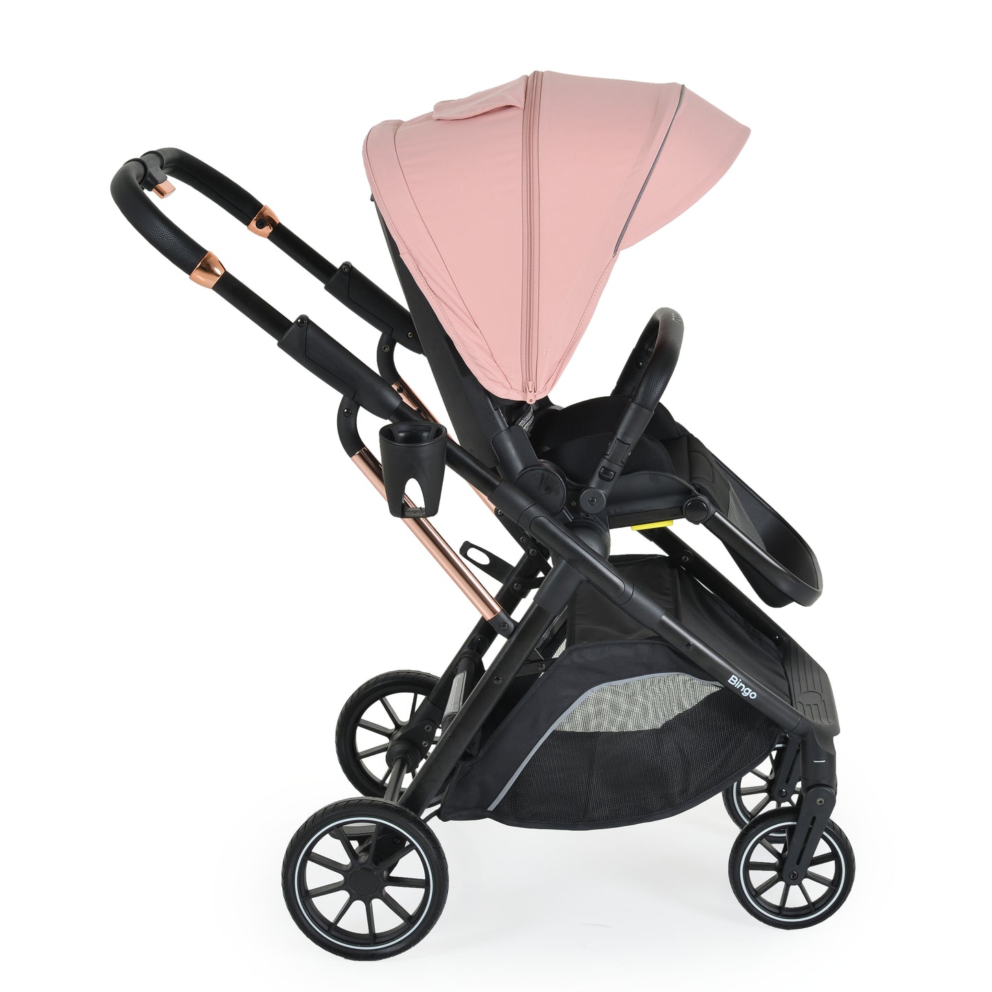 Passeggino Moni Bingo 360 Fronte Mamma e Fronte Strada con Coprigambe e Borsa Coordinata Rosa 0/22kg