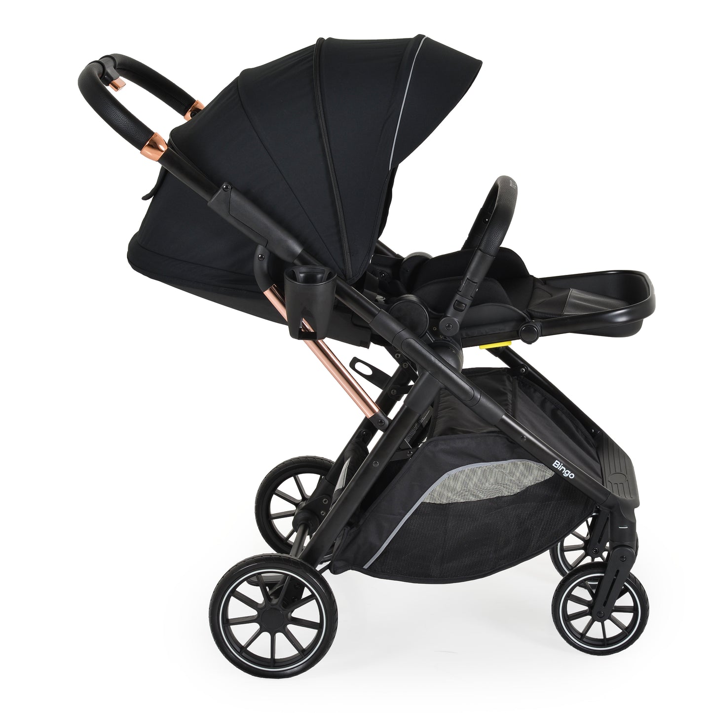 Passeggino Moni Bingo 360 Fronte Mamma e Fronte Strada con Coprigambe e Borsa Coordinata Nero 0/22kg