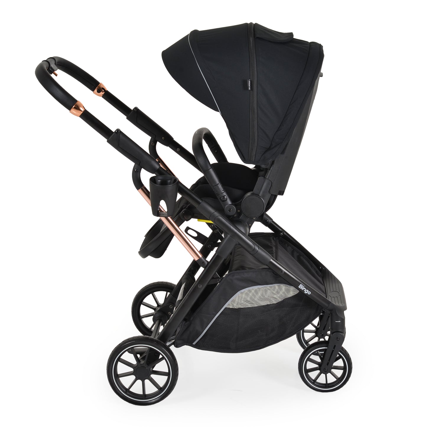 Passeggino Moni Bingo 360 Fronte Mamma e Fronte Strada con Coprigambe e Borsa Coordinata Nero 0/22kg