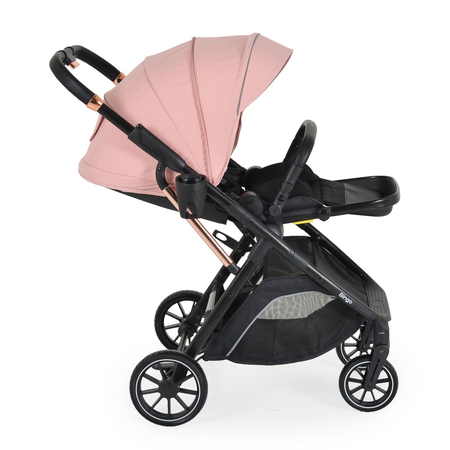 Passeggino Moni Bingo 360 Fronte Mamma e Fronte Strada con Coprigambe e Borsa Coordinata Rosa 0/22kg