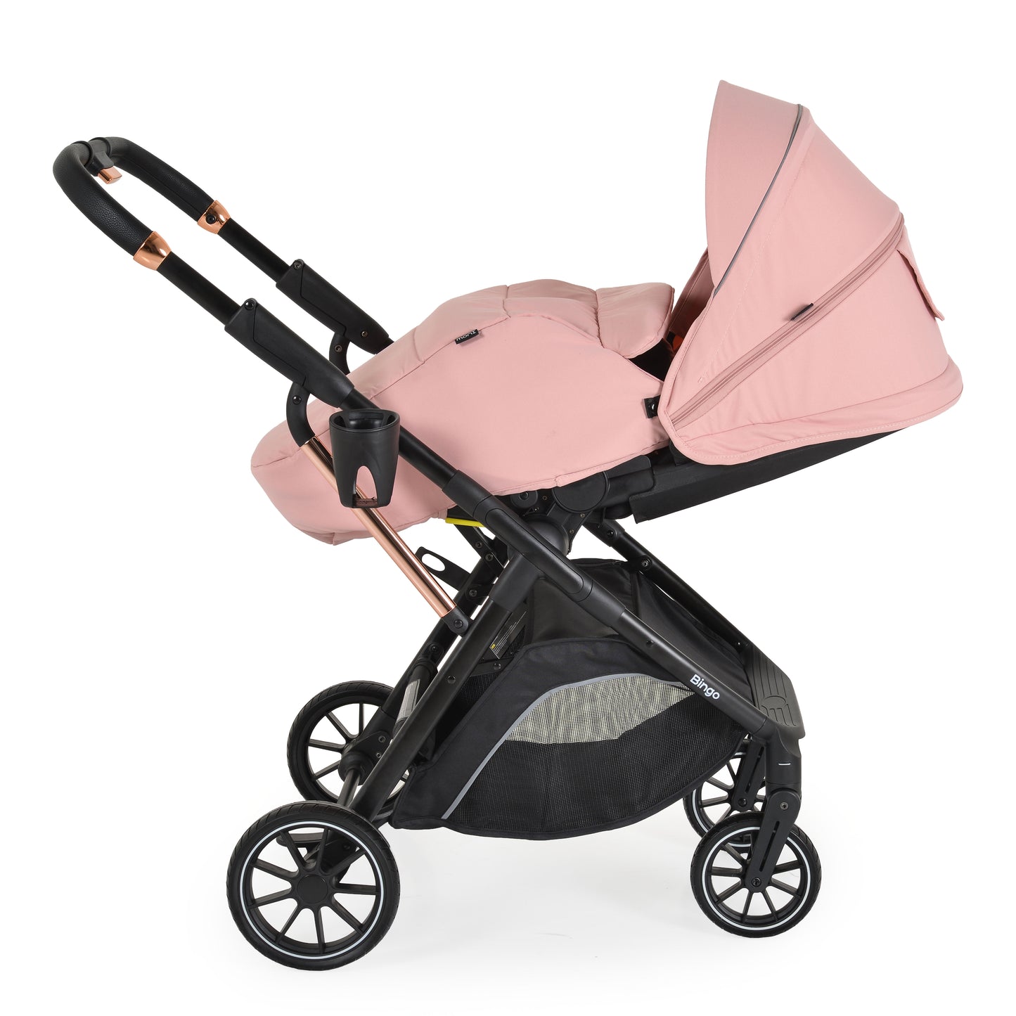 Passeggino Moni Bingo 360 Fronte Mamma e Fronte Strada con Coprigambe e Borsa Coordinata Rosa 0/22kg