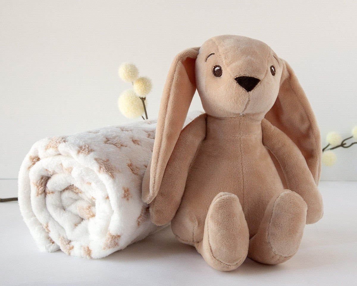 Peluche Coniglietto con Copertina a Stelle KioKids Marrone