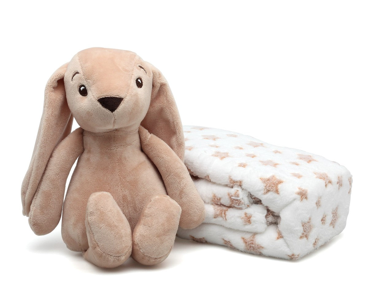 Peluche Coniglietto con Copertina a Stelle KioKids Marrone