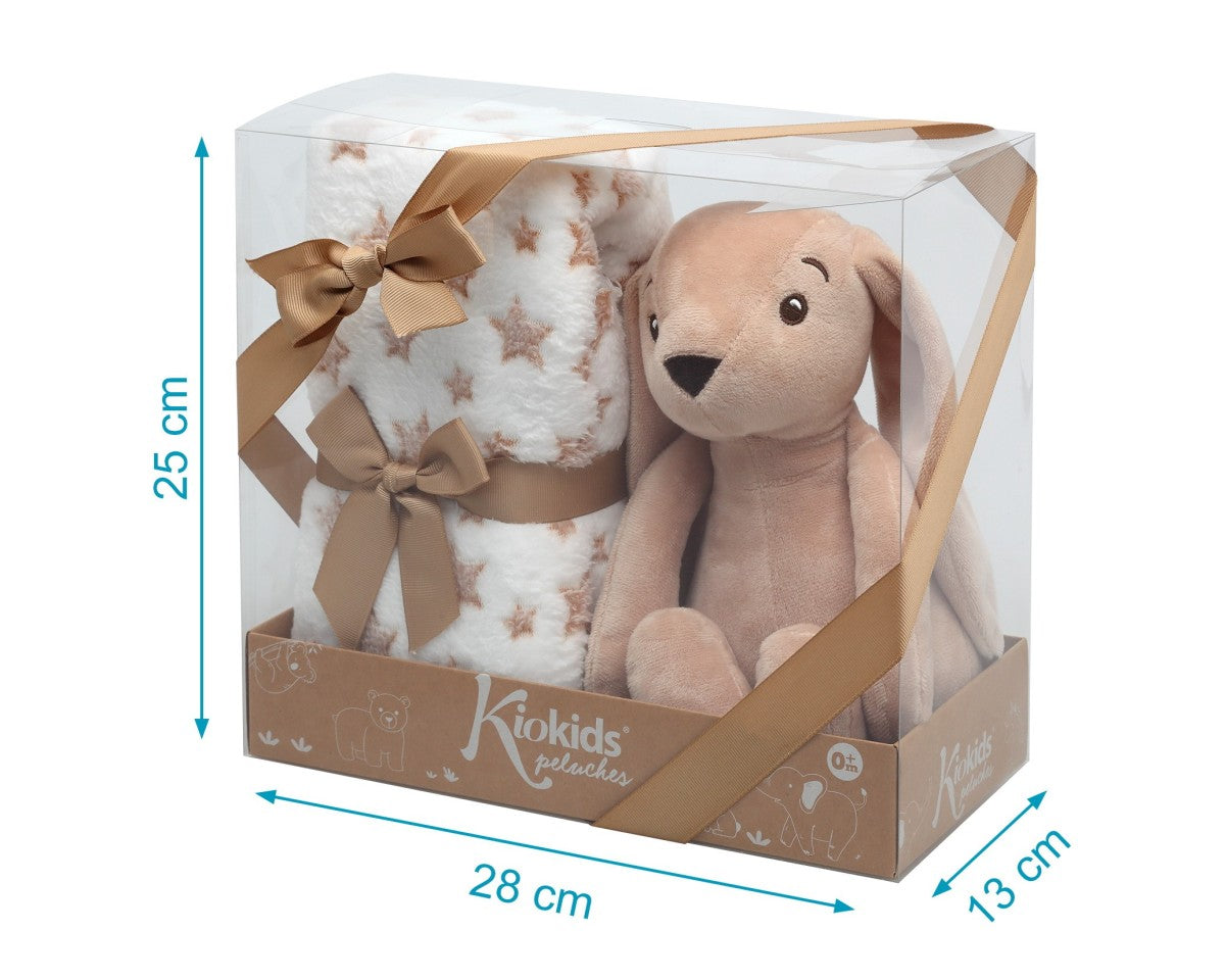 Peluche Coniglietto con Copertina a Stelle KioKids Marrone