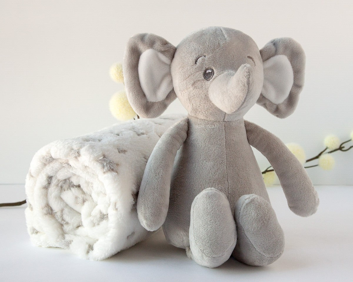 Peluche Elefante con Copertina a Stella KioKids Grigio
