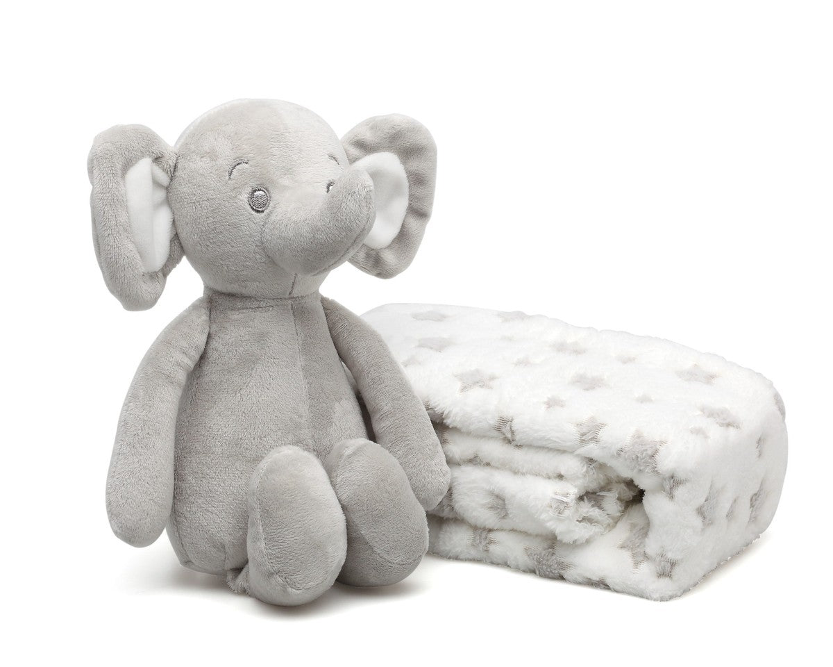 Peluche Elefante con Copertina a Stella KioKids Grigio