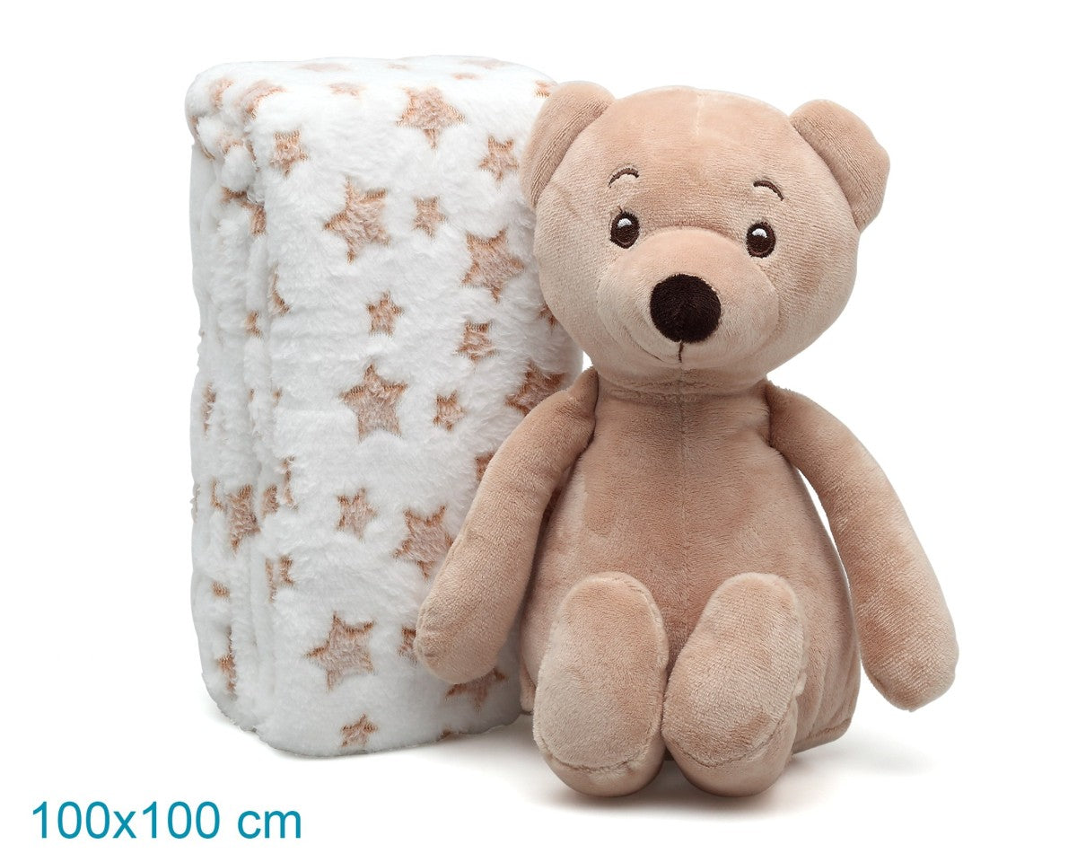 Peluche Orsetto con Copertina a Stella KioKids Marrone