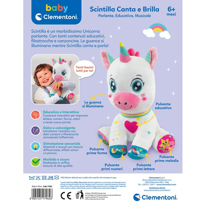 Clementoni Scintilla Unicorno Canta e Brilla