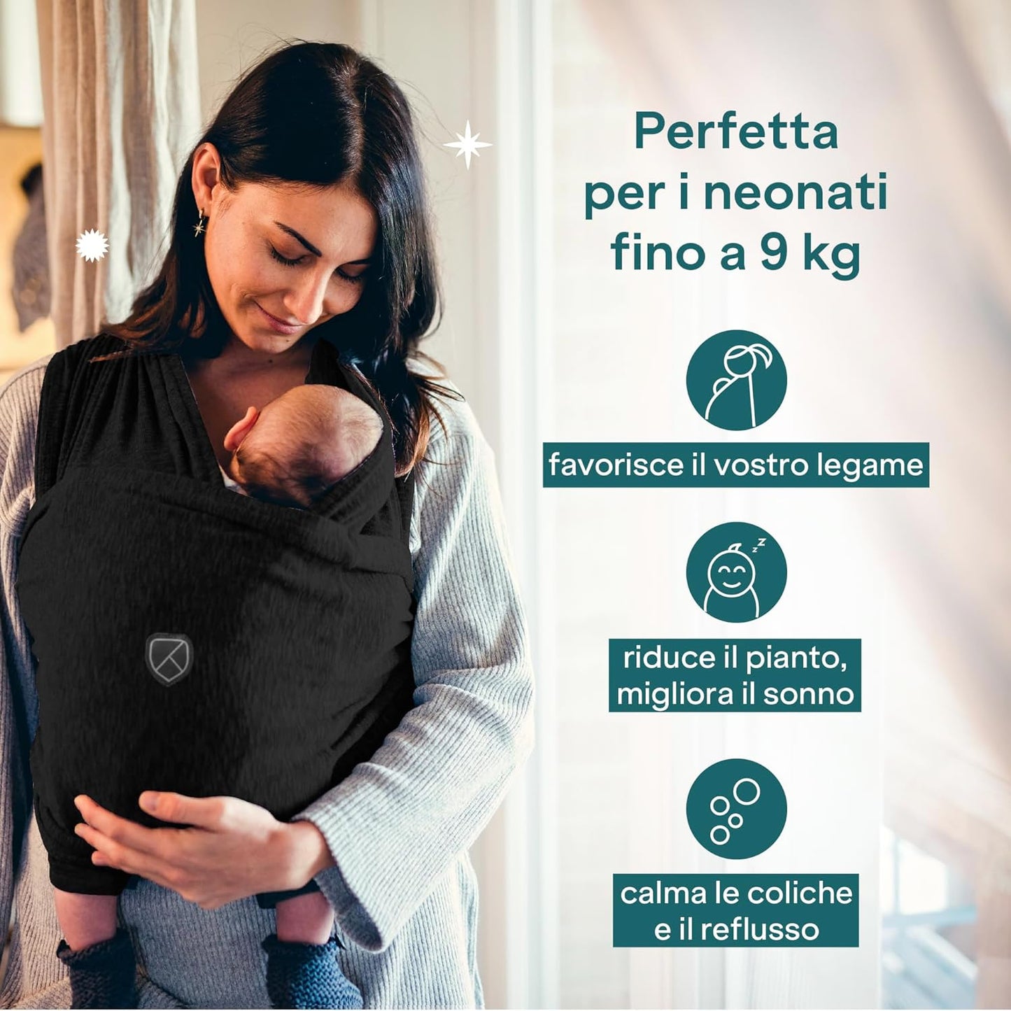 Fascia neonato Koala Cuddle Band Nera