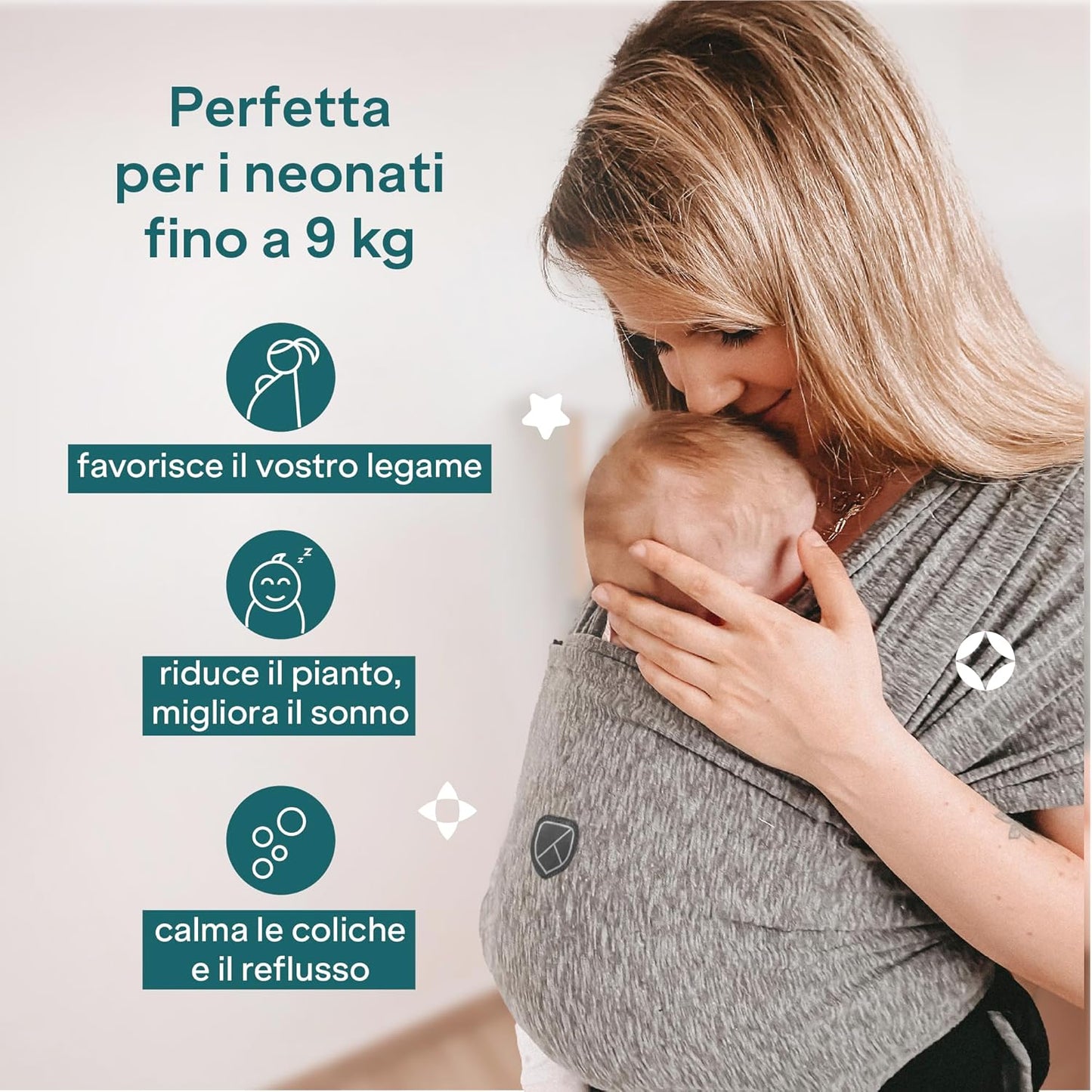 Fascia neonato Koala Cuddle Band Grigia