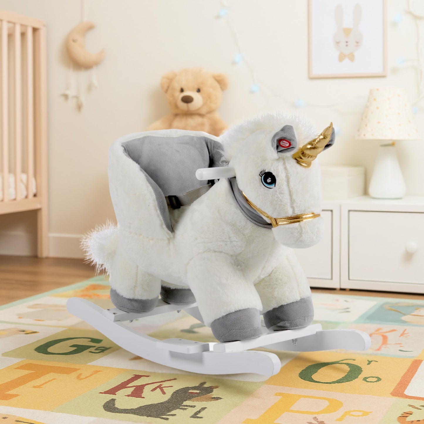 Peluche a Dondolo Unicorno Grigio