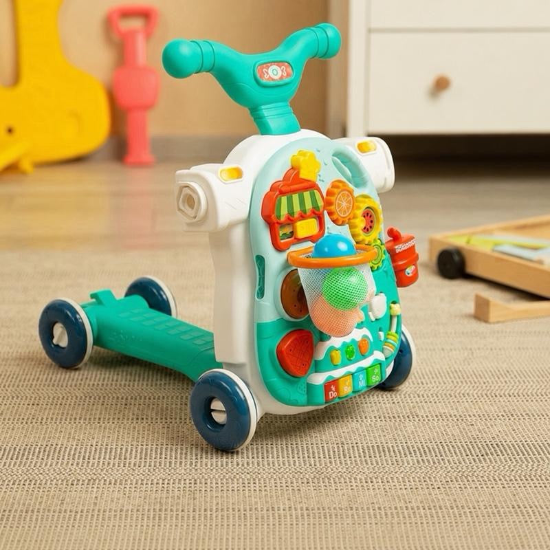 Moni Toys Giocattolo 5 in 1 Modo per Bambini Piccoli con Pannello Musicale Interattivo e 5 Modalità di Utilizzo per Sviluppo Sensoriale e Motorio