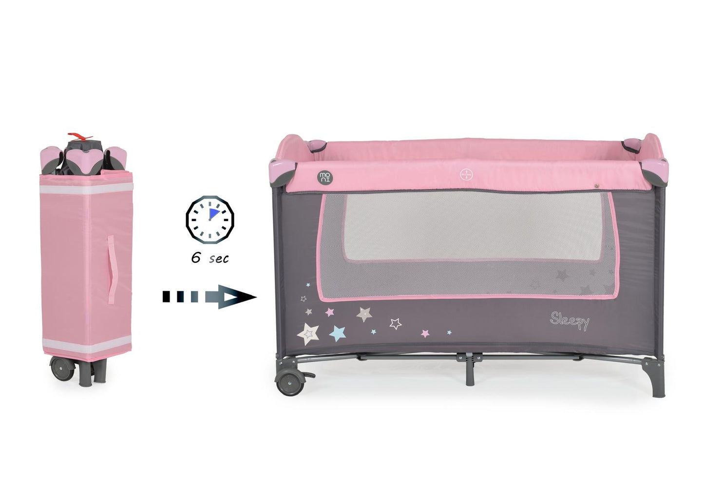 Culla Cangaroo Sleepy rosa con fasciatoio