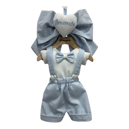 Fiocco Nascita Vestitino Azzurro 55cm