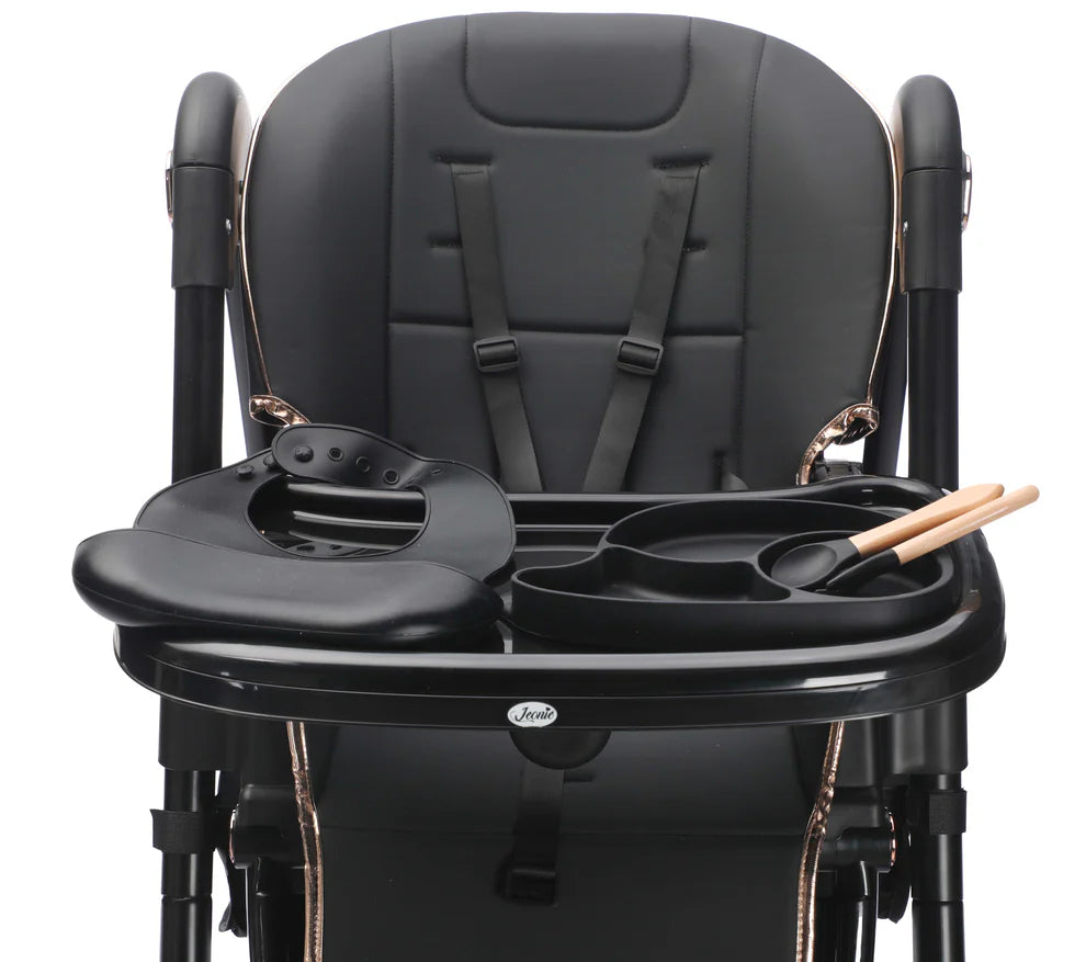 Sediolone Pappa Leonie Nest Nero + Bavaglino, Scodella e Posate in Silicone OMAGGIO