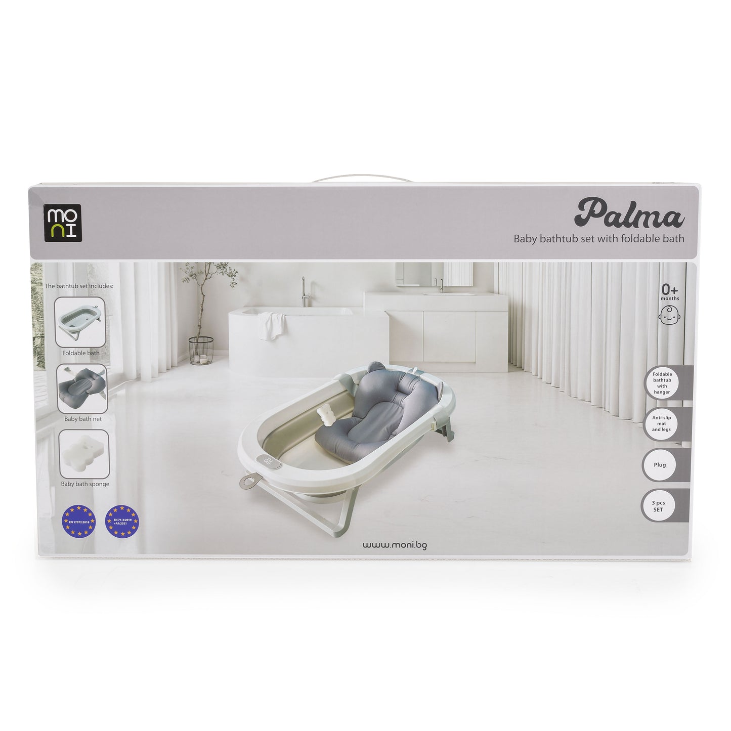 Set da bagno con vasca pieghevole Palma grigio