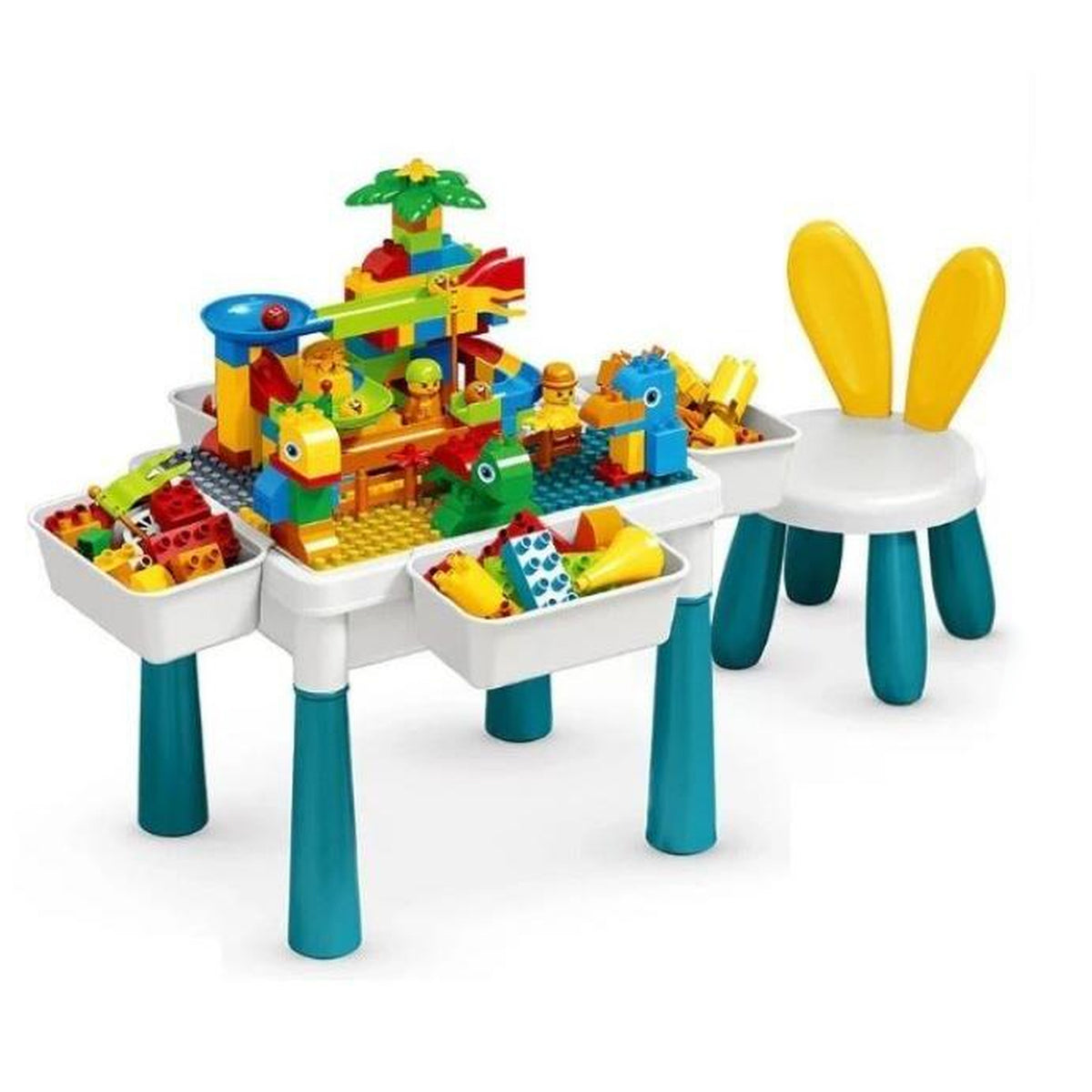 Tavolo da costruzione Montessori, 85 pezzi