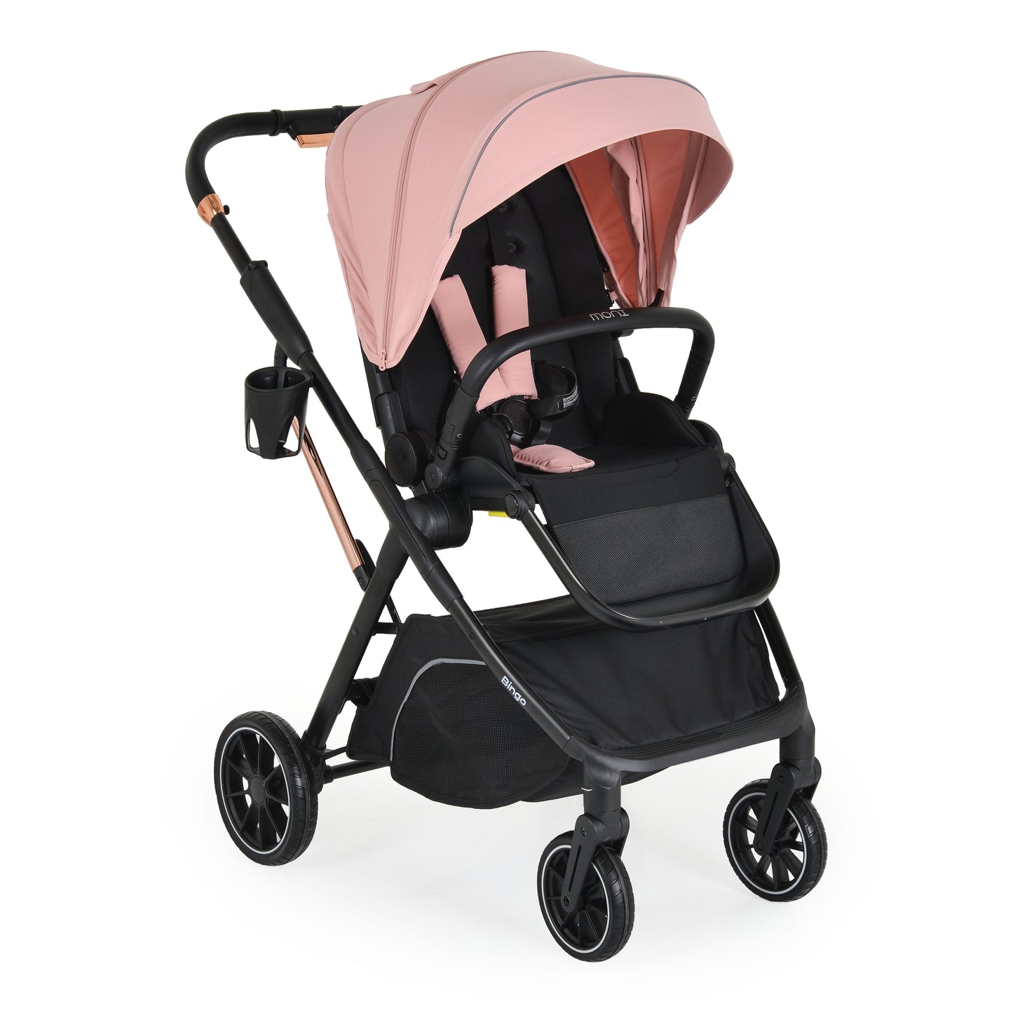 Passeggino Moni Bingo 360 Fronte Mamma e Fronte Strada con Coprigambe e Borsa Coordinata Rosa 0/22kg