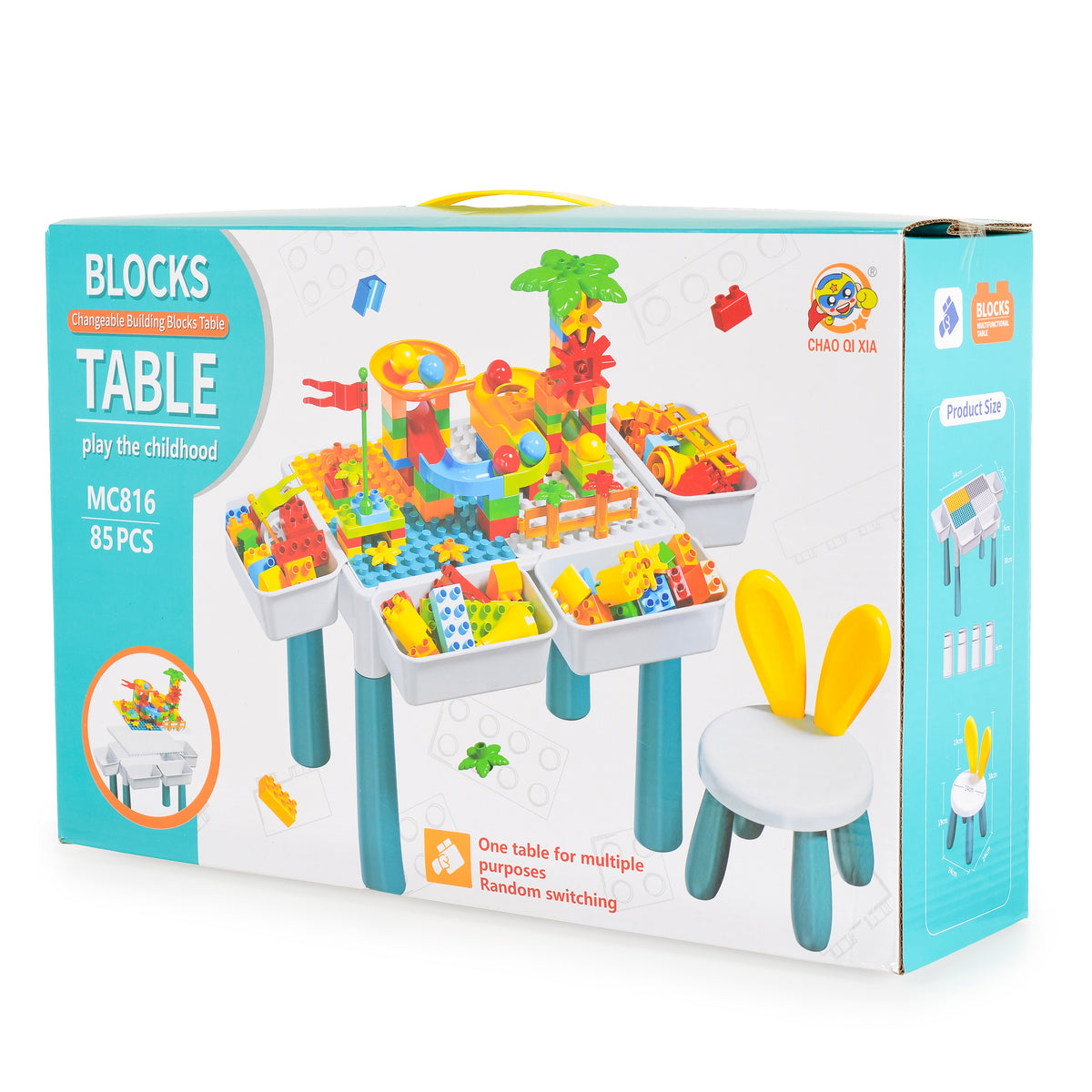 Tavolo da costruzione Montessori, 85 pezzi