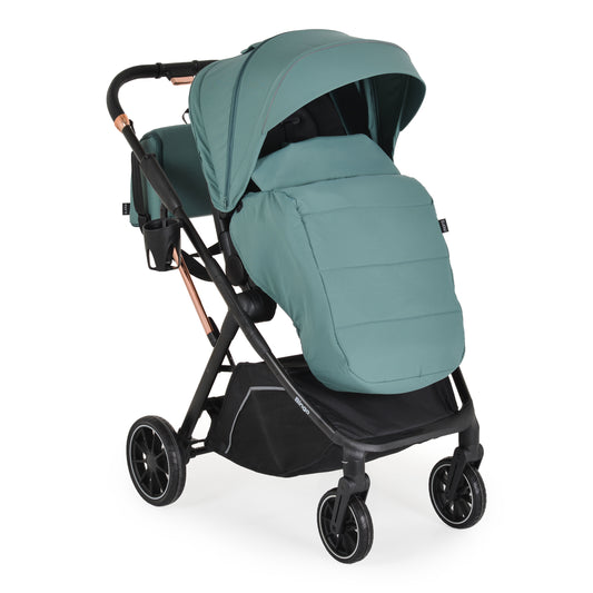 Passeggino Moni Bingo 360 Fronte Mamma e Fronte Strada con Coprigambe e Borsa Coordinata Marine Green 0/22kg