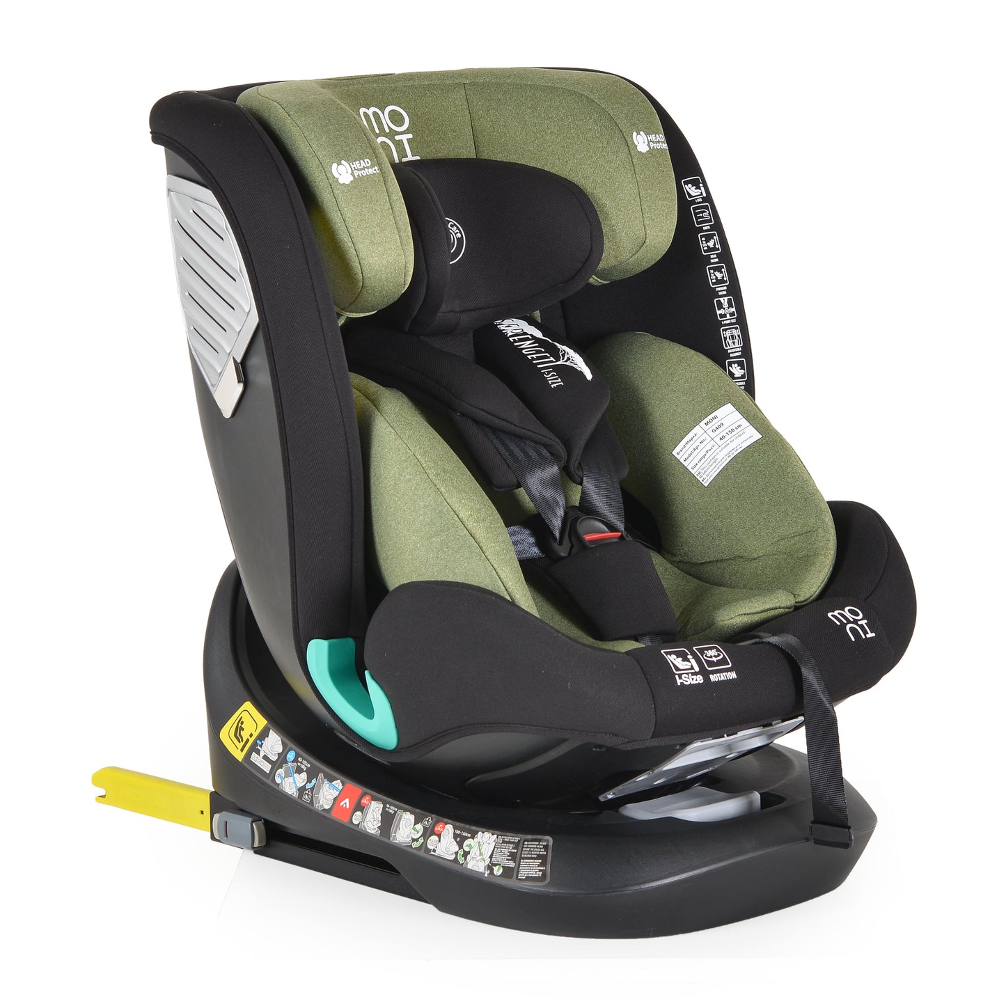Seggiolino Auto Moni Serengeti 360° I-Size 40-150cm Verde