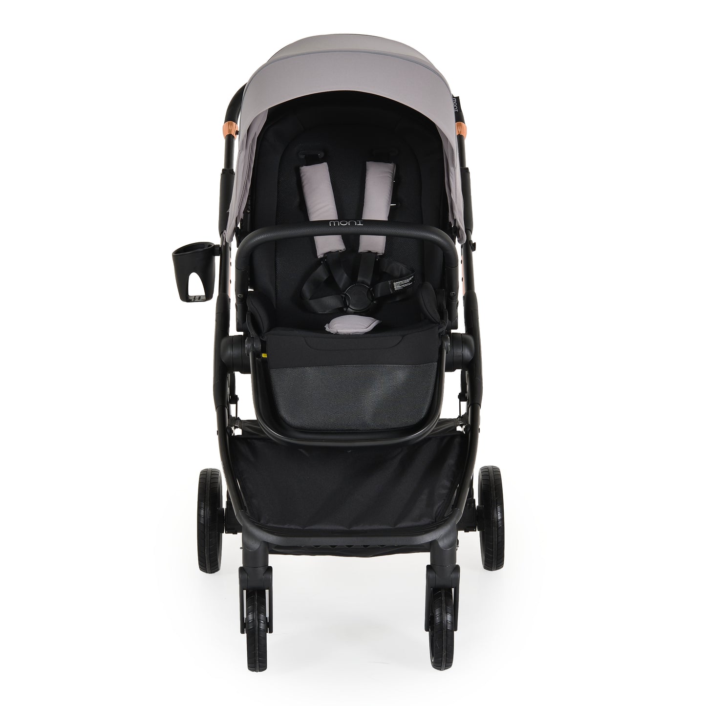 Passeggino Moni Bingo 360 Fronte Mamma e Fronte Strada con Coprigambe e Borsa Coordinata Grigio 0/22kg