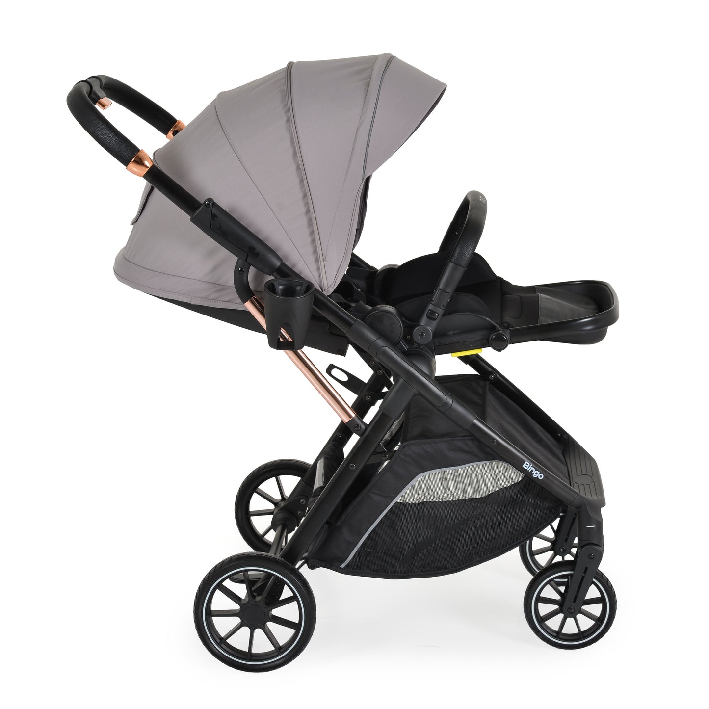 Passeggino Moni Bingo 360 Fronte Mamma e Fronte Strada con Coprigambe e Borsa Coordinata Grigio 0/22kg
