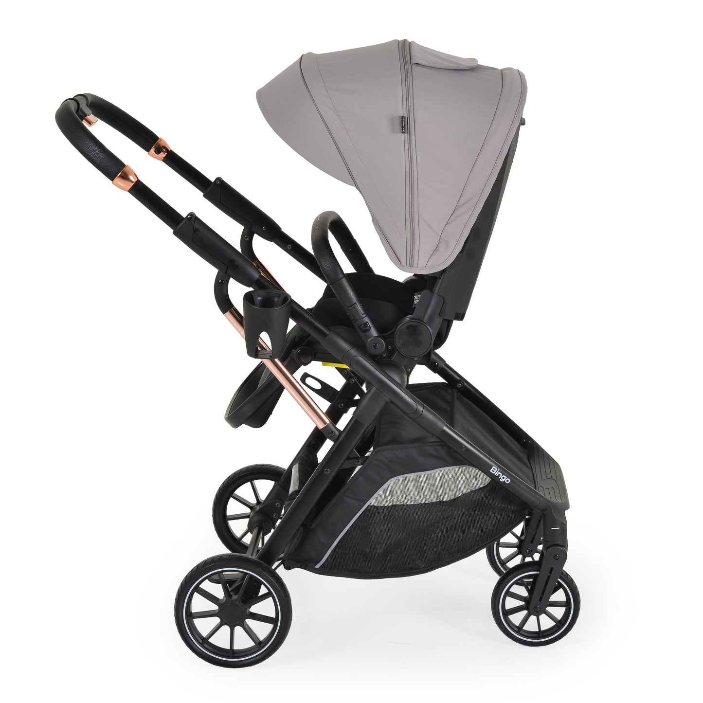 Passeggino Moni Bingo 360 Fronte Mamma e Fronte Strada con Coprigambe e Borsa Coordinata Grigio 0/22kg