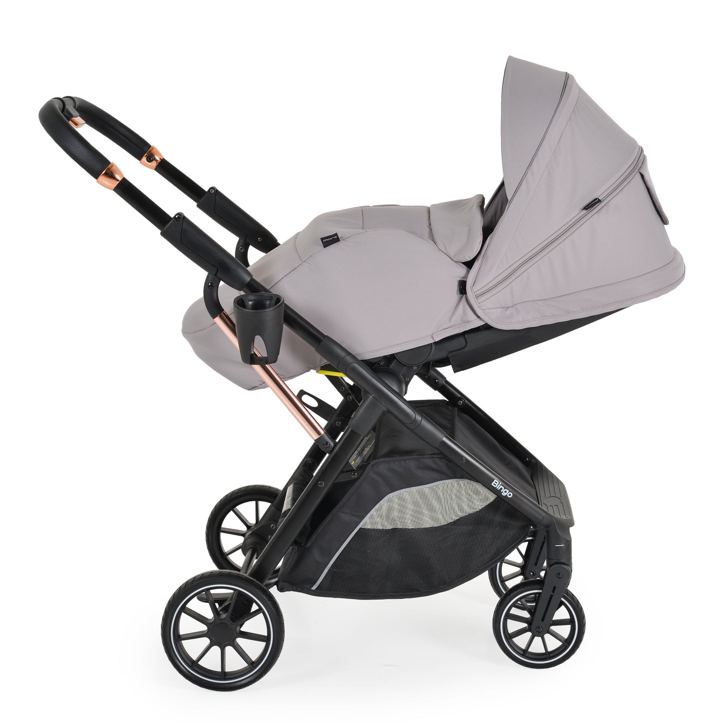 Passeggino Moni Bingo 360 Fronte Mamma e Fronte Strada con Coprigambe e Borsa Coordinata Grigio 0/22kg