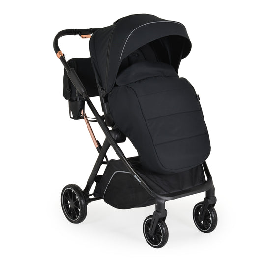 Passeggino Moni Bingo 360 Fronte Mamma e Fronte Strada con Coprigambe e Borsa Coordinata Nero 0/22kg