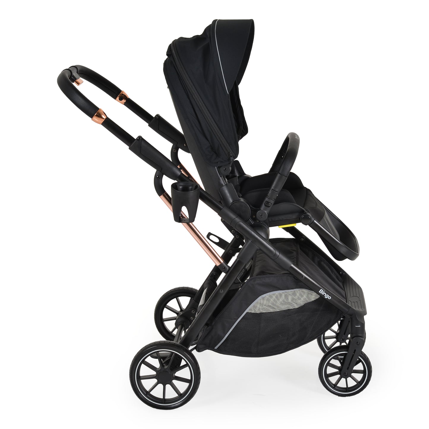 Passeggino Moni Bingo 360 Fronte Mamma e Fronte Strada con Coprigambe e Borsa Coordinata Nero 0/22kg