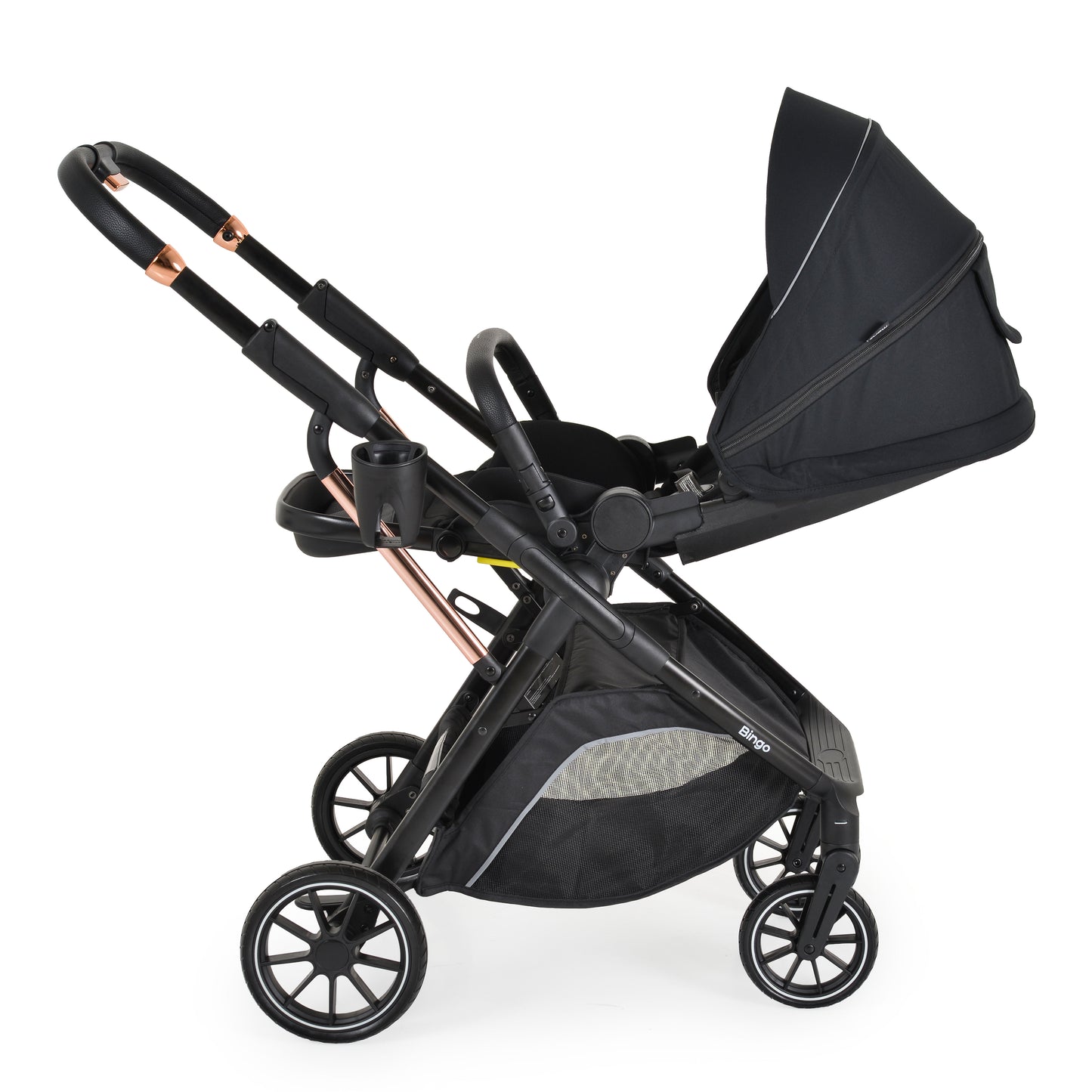 Passeggino Moni Bingo 360 Fronte Mamma e Fronte Strada con Coprigambe e Borsa Coordinata Nero 0/22kg