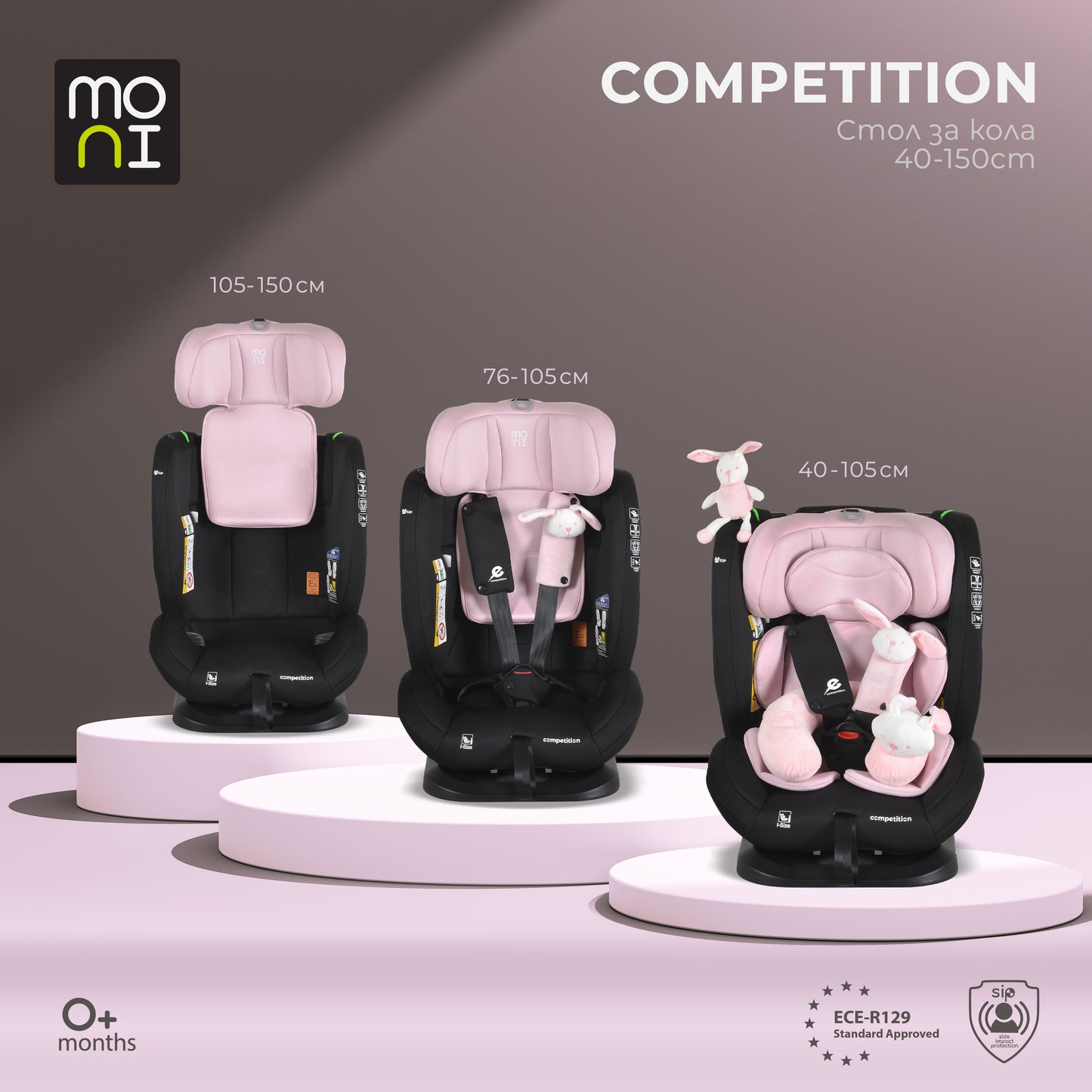 SEGGIOLINO AUTO COMPETITION 40-150 CM BABY PINK