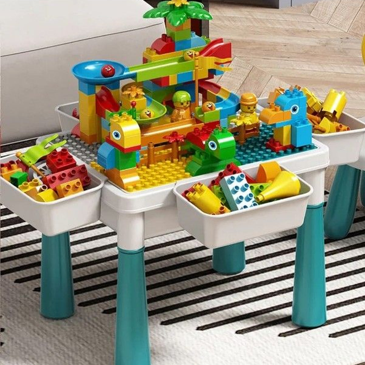 Tavolo da costruzione Montessori, 85 pezzi