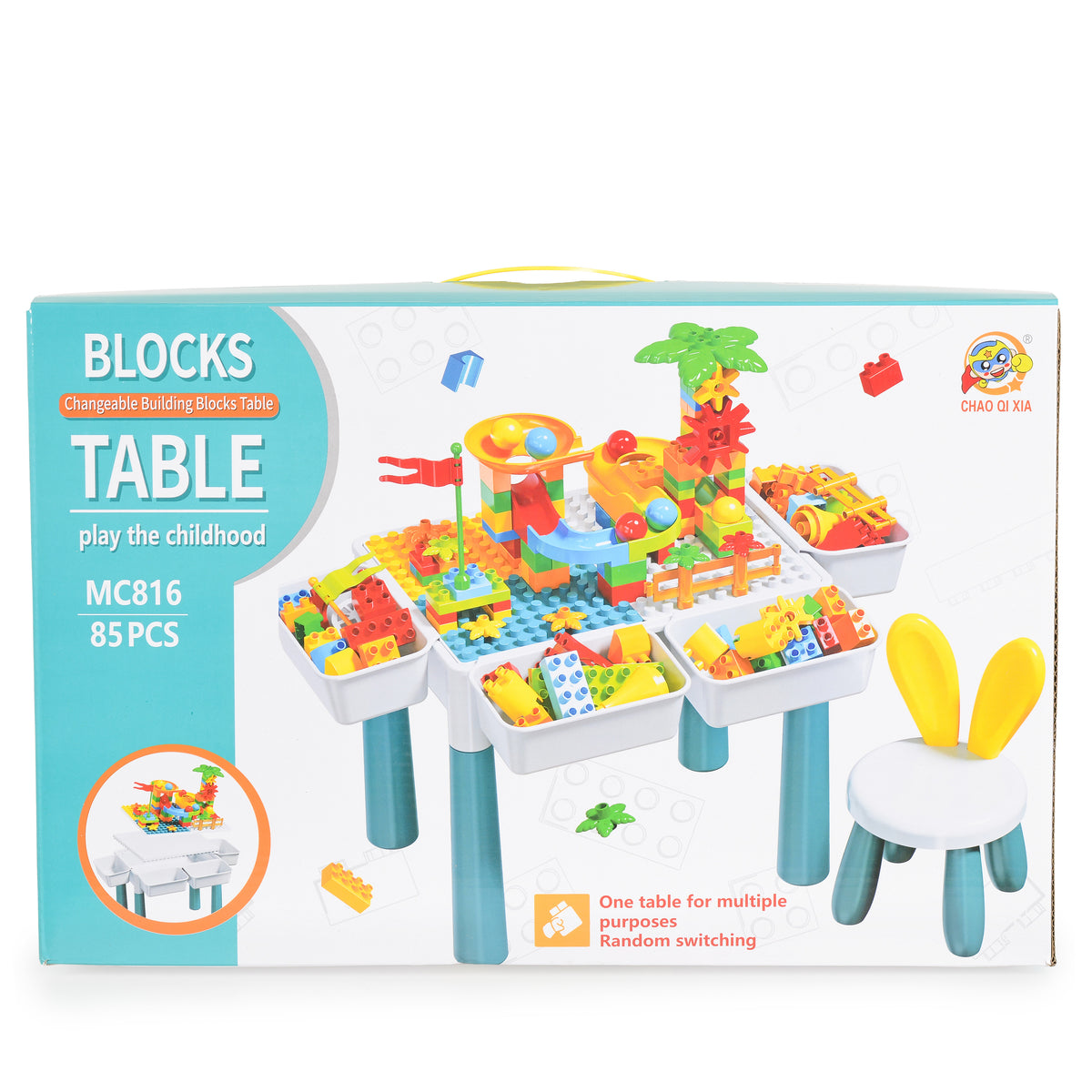 Tavolo da costruzione Montessori, 85 pezzi