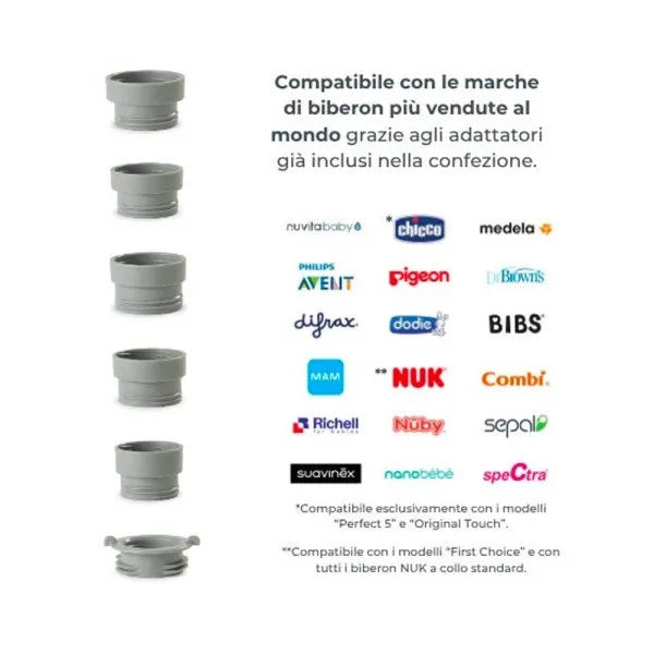 Nuvita Scaldabiberon Portatile Universale Mix70 con Funzione Scalda e Mescola 70 Gradi